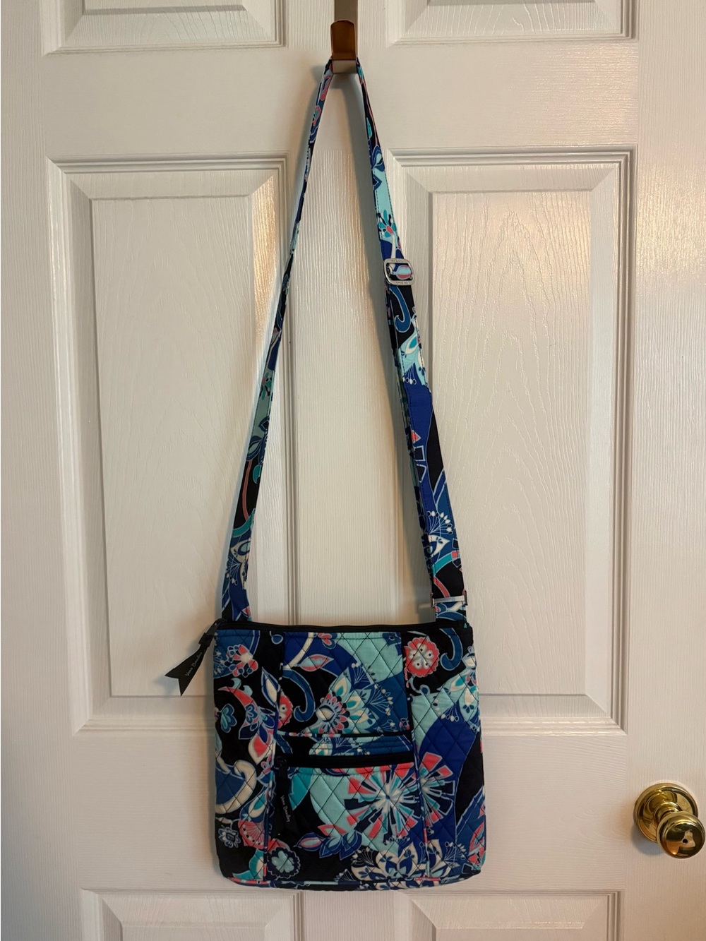 Vera Bradley Hipster Navy and Aqua Floral Quilted Crossbody